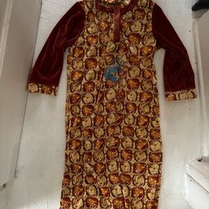 Vintage Style Long Sleeve Dress with Pattern